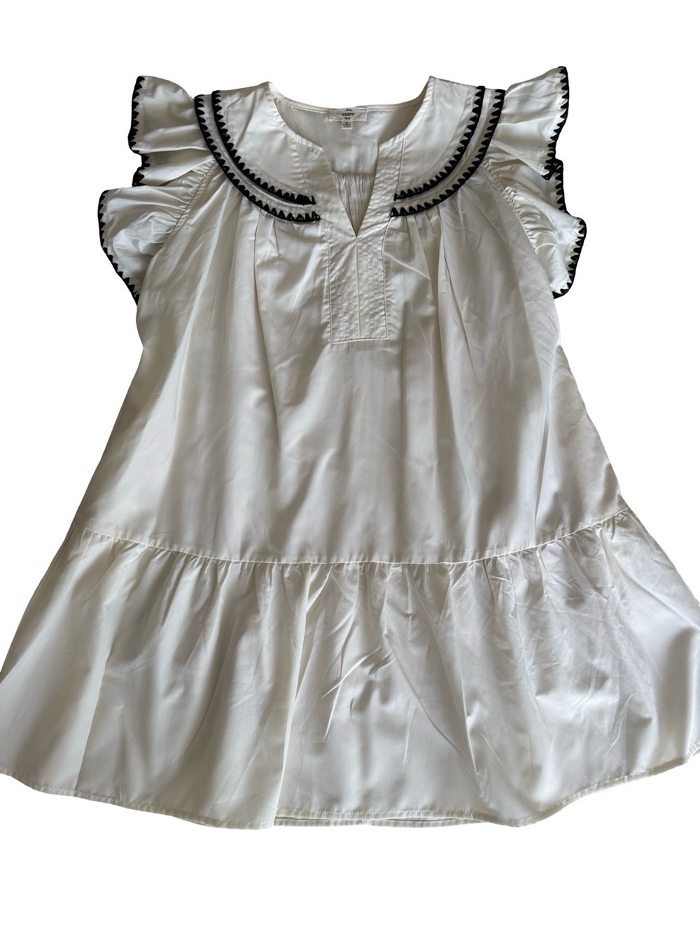Entro Drop Waist Dress Ivory Black Medium Boutique - Picture 2 of 10